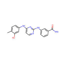 Cc1ccc(Nc2ccnc(Nc3cccc(C(N)=O)c3)n2)cc1O ZINC000028950522