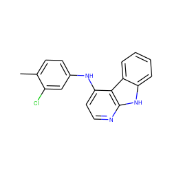 Cc1ccc(Nc2ccnc3[nH]c4ccccc4c23)cc1Cl ZINC000169312102