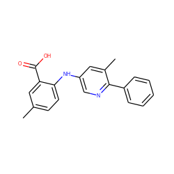 Cc1ccc(Nc2cnc(-c3ccccc3)c(C)c2)c(C(=O)O)c1 ZINC000113898803