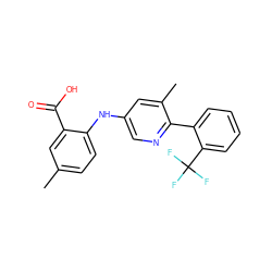 Cc1ccc(Nc2cnc(-c3ccccc3C(F)(F)F)c(C)c2)c(C(=O)O)c1 ZINC000059022659