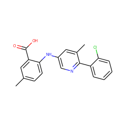 Cc1ccc(Nc2cnc(-c3ccccc3Cl)c(C)c2)c(C(=O)O)c1 ZINC000113898553