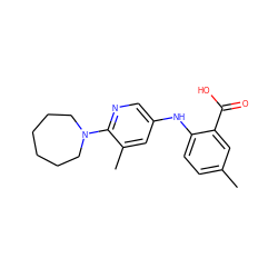 Cc1ccc(Nc2cnc(N3CCCCCC3)c(C)c2)c(C(=O)O)c1 ZINC000113898656