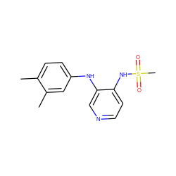 Cc1ccc(Nc2cnccc2NS(C)(=O)=O)cc1C ZINC000103266648