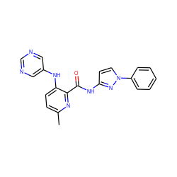 Cc1ccc(Nc2cncnc2)c(C(=O)Nc2ccn(-c3ccccc3)n2)n1 ZINC000096167376