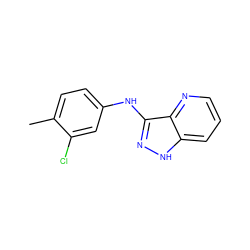 Cc1ccc(Nc2n[nH]c3cccnc23)cc1Cl ZINC000146671616