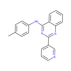 Cc1ccc(Nc2nc(-c3cccnc3)nc3ccccc23)cc1 ZINC000000510387