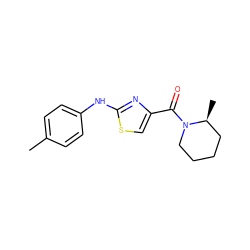 Cc1ccc(Nc2nc(C(=O)N3CCCC[C@@H]3C)cs2)cc1 ZINC000096283050