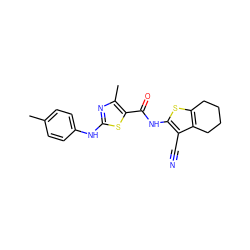 Cc1ccc(Nc2nc(C)c(C(=O)Nc3sc4c(c3C#N)CCCC4)s2)cc1 ZINC000299868180