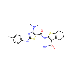 Cc1ccc(Nc2nc(N(C)C)c(C(=O)Nc3sc4c(c3C(N)=O)CCCC4)s2)cc1 ZINC000299864337