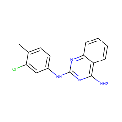 Cc1ccc(Nc2nc(N)c3ccccc3n2)cc1Cl ZINC000002875540