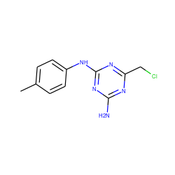 Cc1ccc(Nc2nc(N)nc(CCl)n2)cc1 ZINC000018180000