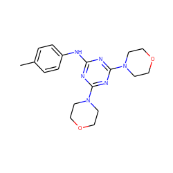 Cc1ccc(Nc2nc(N3CCOCC3)nc(N3CCOCC3)n2)cc1 ZINC000001193047