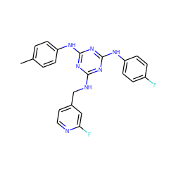 Cc1ccc(Nc2nc(NCc3ccnc(F)c3)nc(Nc3ccc(F)cc3)n2)cc1 ZINC000117543461