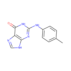 Cc1ccc(Nc2nc3[nH]cnc3c(=O)[nH]2)cc1 ZINC000013602968