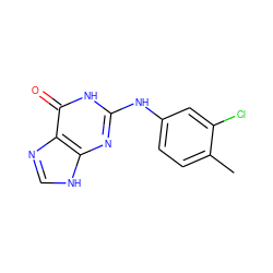 Cc1ccc(Nc2nc3[nH]cnc3c(=O)[nH]2)cc1Cl ZINC000013726301