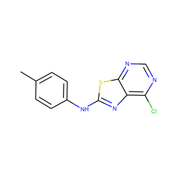 Cc1ccc(Nc2nc3c(Cl)ncnc3s2)cc1 ZINC000026896949