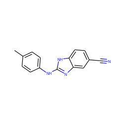 Cc1ccc(Nc2nc3cc(C#N)ccc3[nH]2)cc1 ZINC000084672411