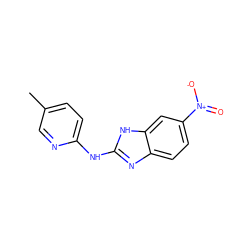 Cc1ccc(Nc2nc3ccc([N+](=O)[O-])cc3[nH]2)nc1 ZINC000063298585