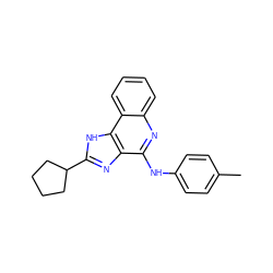 Cc1ccc(Nc2nc3ccccc3c3[nH]c(C4CCCC4)nc23)cc1 ZINC000013704504