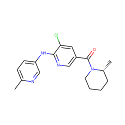 Cc1ccc(Nc2ncc(C(=O)N3CCCC[C@H]3C)cc2Cl)cn1 ZINC000045352423