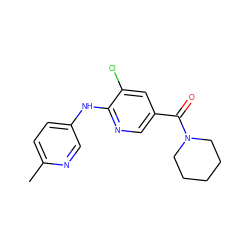 Cc1ccc(Nc2ncc(C(=O)N3CCCCC3)cc2Cl)cn1 ZINC000045348156