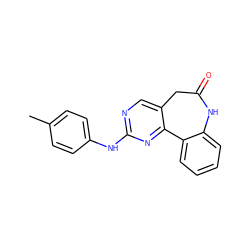 Cc1ccc(Nc2ncc3c(n2)-c2ccccc2NC(=O)C3)cc1 ZINC000045391671