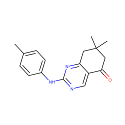 Cc1ccc(Nc2ncc3c(n2)CC(C)(C)CC3=O)cc1 ZINC000018189867