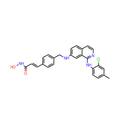 Cc1ccc(Nc2nccc3ccc(NCc4ccc(/C=C/C(=O)NO)cc4)cc23)c(Cl)c1 ZINC000473088011