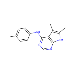 Cc1ccc(Nc2ncnc3[nH]c(C)c(C)c23)cc1 ZINC000013756348