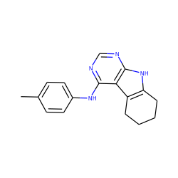 Cc1ccc(Nc2ncnc3[nH]c4c(c23)CCCC4)cc1 ZINC000003815277