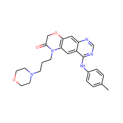 Cc1ccc(Nc2ncnc3cc4c(cc23)N(CCCN2CCOCC2)C(=O)CO4)cc1 ZINC000653719650