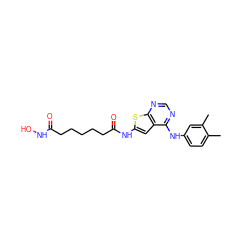 Cc1ccc(Nc2ncnc3sc(NC(=O)CCCCCC(=O)NO)cc23)cc1C ZINC000299831838