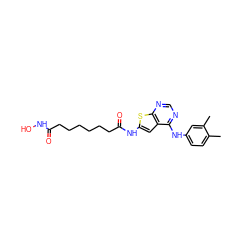 Cc1ccc(Nc2ncnc3sc(NC(=O)CCCCCCC(=O)NO)cc23)cc1C ZINC000299830475