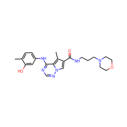 Cc1ccc(Nc2ncnn3cc(C(=O)NCCCN4CCOCC4)c(C)c23)cc1O ZINC000028134121