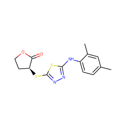 Cc1ccc(Nc2nnc(S[C@H]3CCOC3=O)s2)c(C)c1 ZINC000003367213