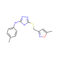 Cc1ccc(Nc2nnc(SCc3cc(C)on3)[nH]2)cc1 ZINC000014964136