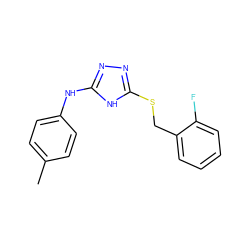 Cc1ccc(Nc2nnc(SCc3ccccc3F)[nH]2)cc1 ZINC000000026881