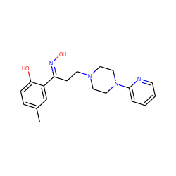 Cc1ccc(O)c(/C(CCN2CCN(c3ccccn3)CC2)=N/O)c1 ZINC000036475946