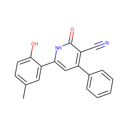 Cc1ccc(O)c(-c2cc(-c3ccccc3)c(C#N)c(=O)[nH]2)c1 ZINC000028882498