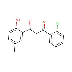 Cc1ccc(O)c(C(=O)CC(=O)c2ccccc2Cl)c1 ZINC000000265530