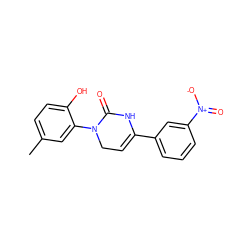 Cc1ccc(O)c(N2CC=C(c3cccc([N+](=O)[O-])c3)NC2=O)c1 ZINC000299865071