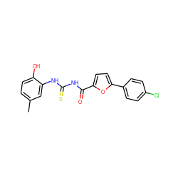 Cc1ccc(O)c(NC(=S)NC(=O)c2ccc(-c3ccc(Cl)cc3)o2)c1 ZINC000004703834