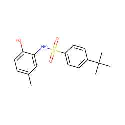 Cc1ccc(O)c(NS(=O)(=O)c2ccc(C(C)(C)C)cc2)c1 ZINC000135721179