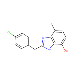 Cc1ccc(O)c2[nH]c(Cc3ccc(Cl)cc3)nc12 ZINC000026289703