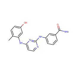 Cc1ccc(O)cc1Nc1ccnc(Nc2cccc(C(N)=O)c2)n1 ZINC000028950516