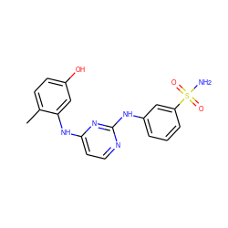 Cc1ccc(O)cc1Nc1ccnc(Nc2cccc(S(N)(=O)=O)c2)n1 ZINC000028950556