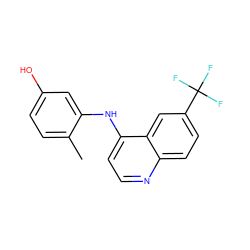 Cc1ccc(O)cc1Nc1ccnc2ccc(C(F)(F)F)cc12 ZINC000033981408