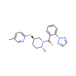 Cc1ccc(O[C@@H]2CC[C@@H](C)N(C(=O)c3ccccc3-n3nccn3)C2)nc1 ZINC000299852810