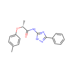 Cc1ccc(O[C@H](C)C(=O)Nc2nc(-c3ccccc3)n[nH]2)cc1 ZINC000025155030