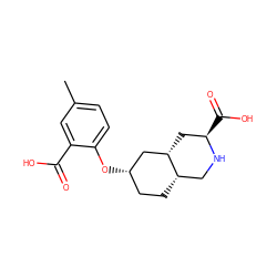 Cc1ccc(O[C@H]2CC[C@H]3CN[C@H](C(=O)O)C[C@H]3C2)c(C(=O)O)c1 ZINC000096938813